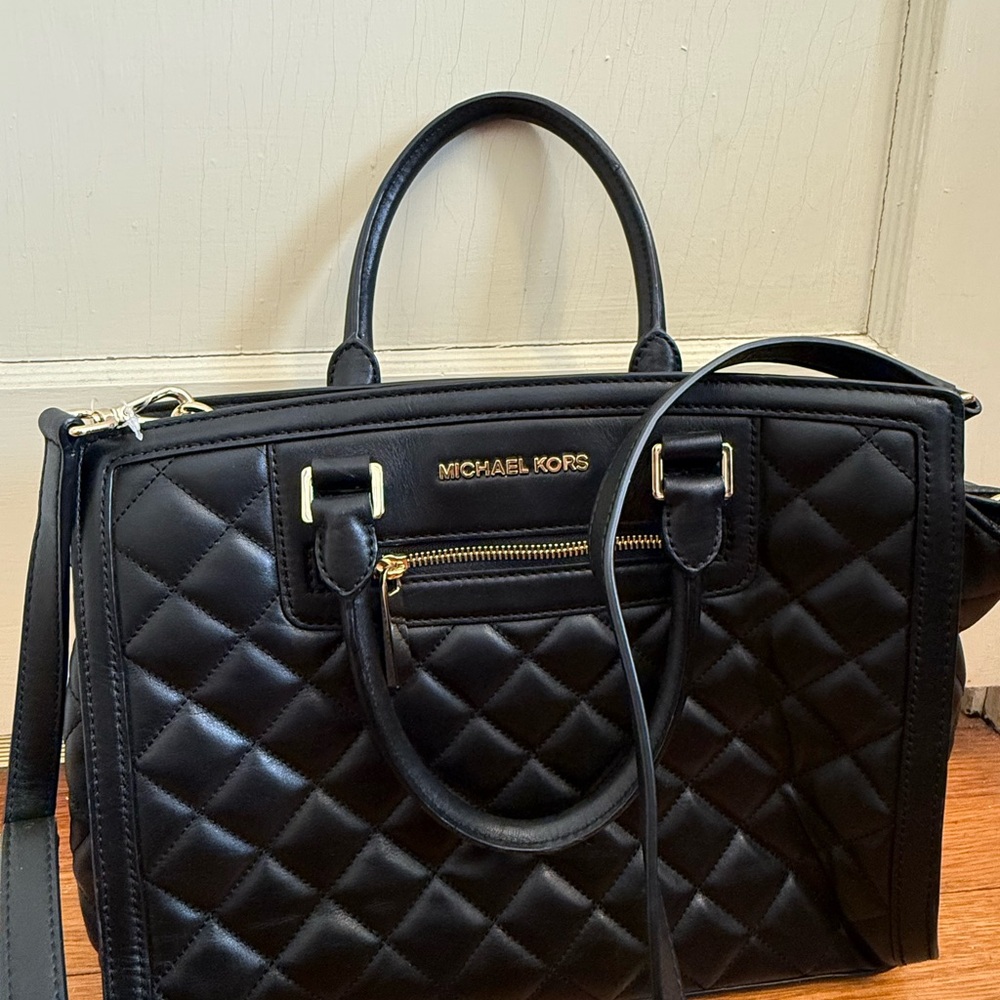 Michael Kors Black Quilted Satchel
